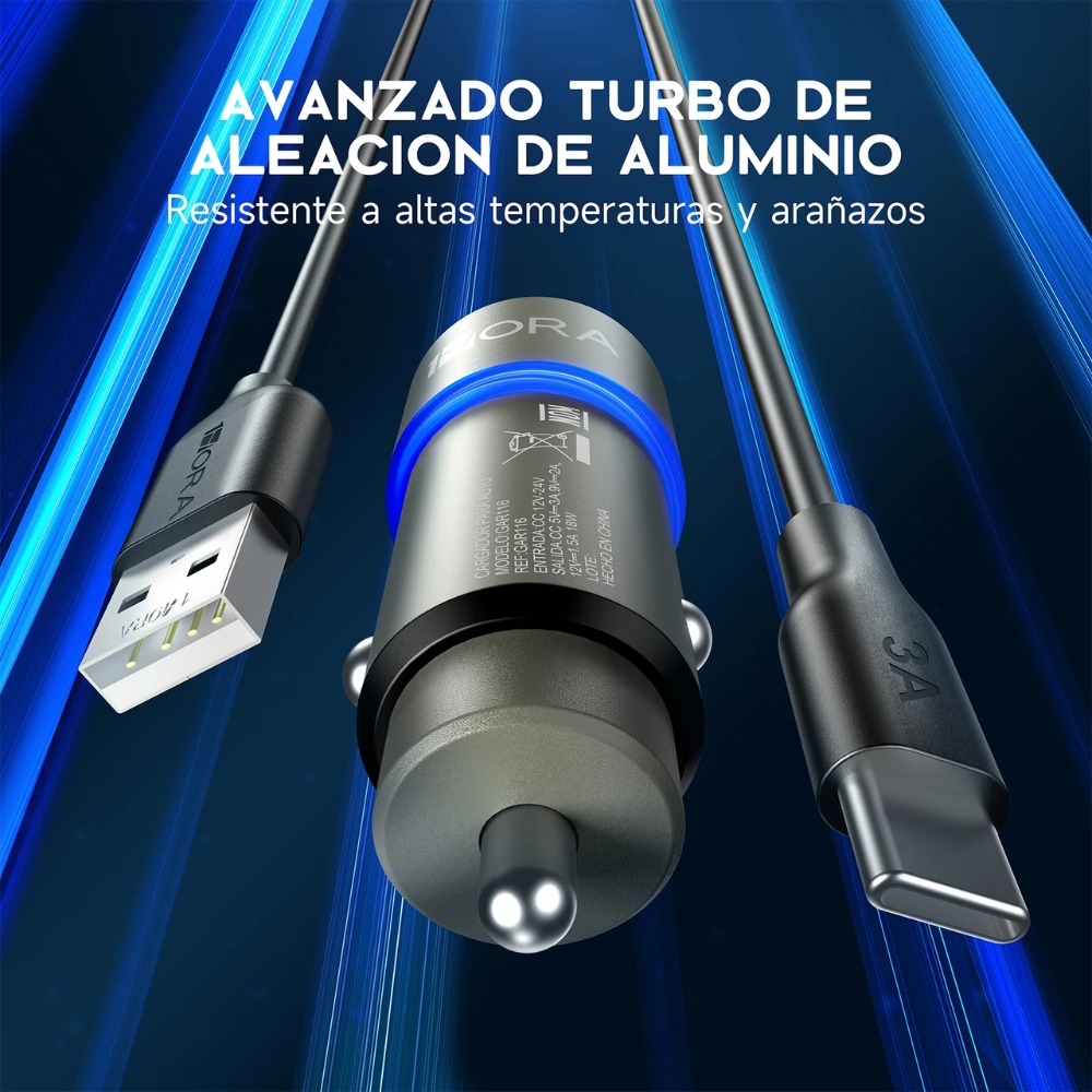 Cargador 1hora Para Carro Puerto Usb